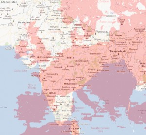 Comparatif approximatif des distances entre l'Inde et l'Europe (cliquer pour agrandir)