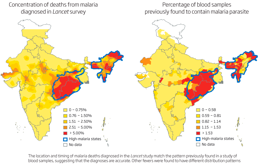 Carte de la malaria en Inde (cliquer pour agrandir)